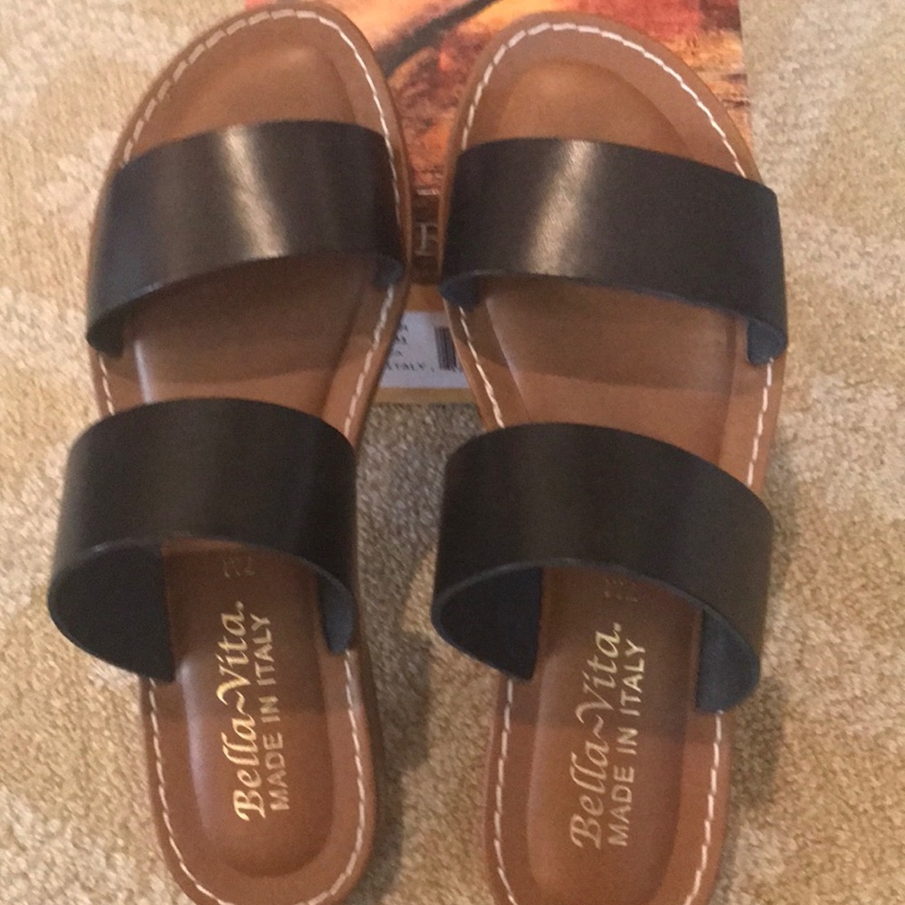 Leather Flats - slide sandals
